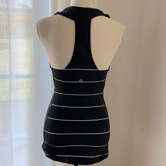 Lululemon black & white striped racer back tank - Picture 4 of 8